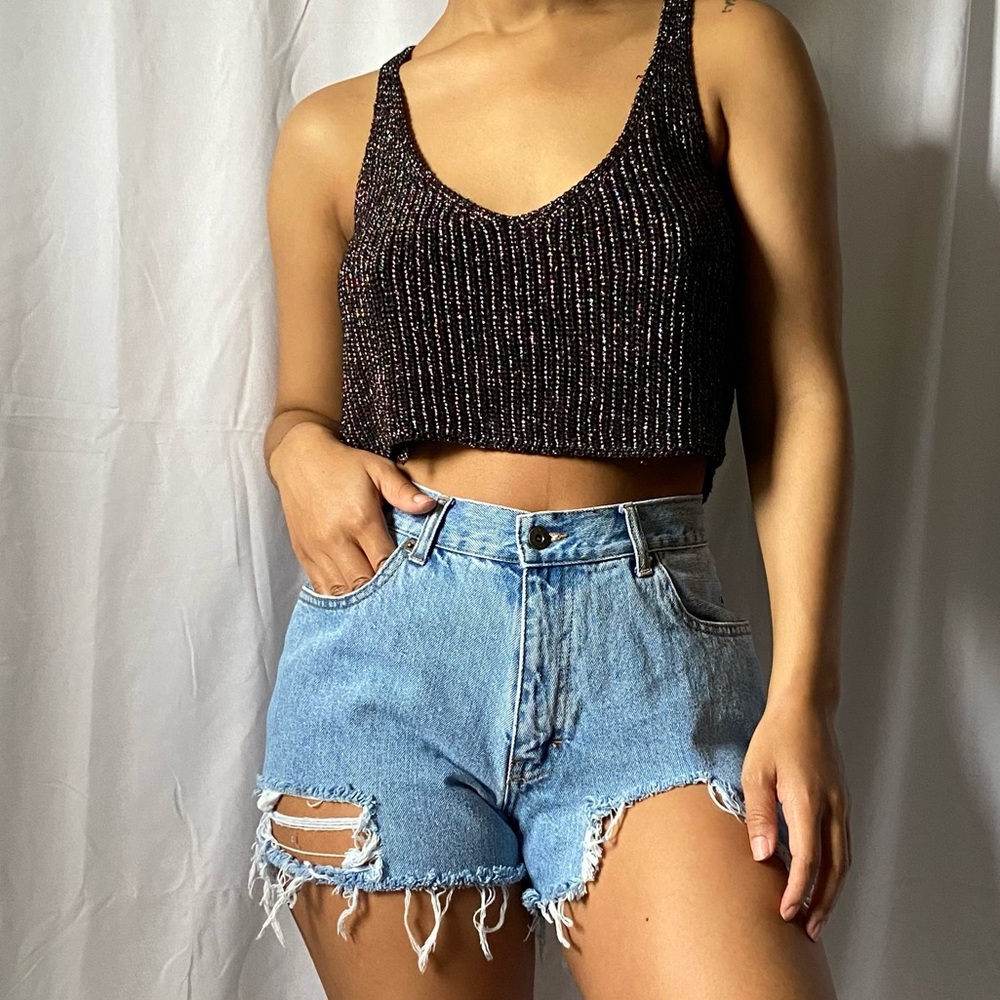 AMERICAN APPAREL Multi Colored Knitted Crop Tank